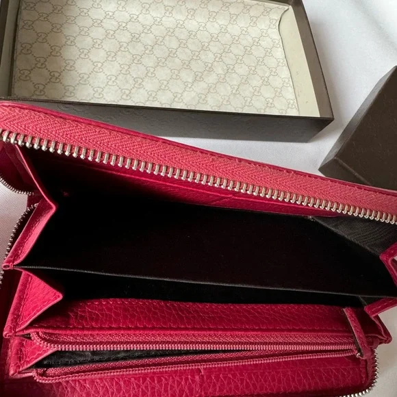 Gucci Red Wallet Bamboo Tassel, Box, Tissue, and Documents Included - Picture 3 of 6